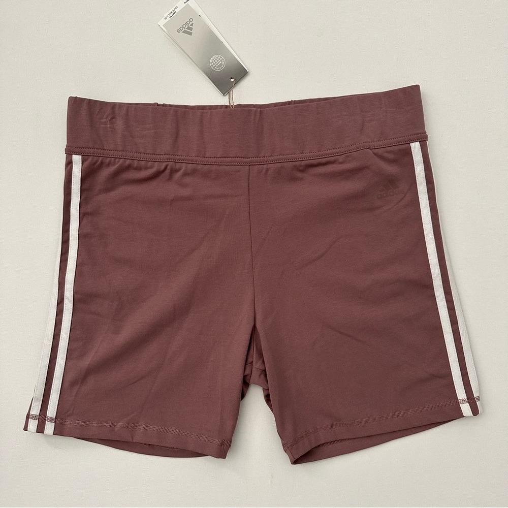 adidas Pink and White Bike Shorts with Elastic Waistband
